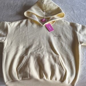Edikted NEW Pale Yellow Hoodie Sweatshirt Small